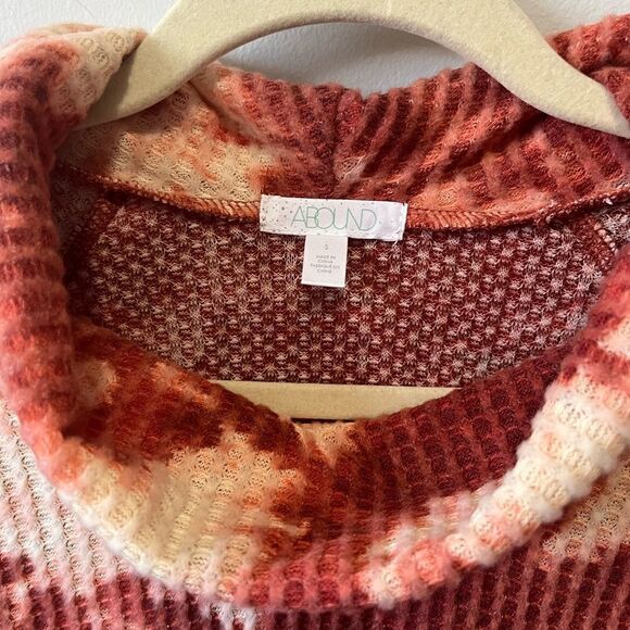 Abound Waffle Knit Rust Multi Color Tie Dye Cowl Neck Top S NWT - Picture 2 of 5